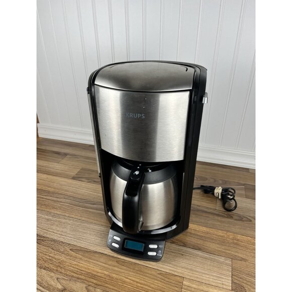 Krups Coffee Maker Stainless Programmable Drip Machine Thermal Carafe FMF5 10CUP - Picture 3 of 14